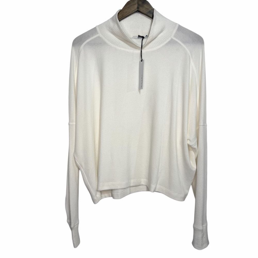 NWT Michael Stars Frida Mock Neck Top size Large Chalk Pullover Long Sleeve